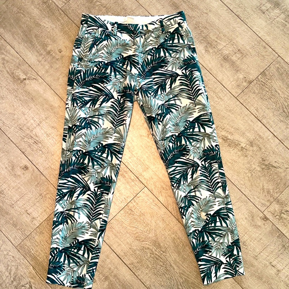 Tropical Green Festive Palm H&M Slacks